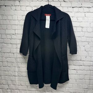 MAXMARA STUDIO OPEN CARDIGAN SZ S/M Black Women's elbow sleeves Sweater